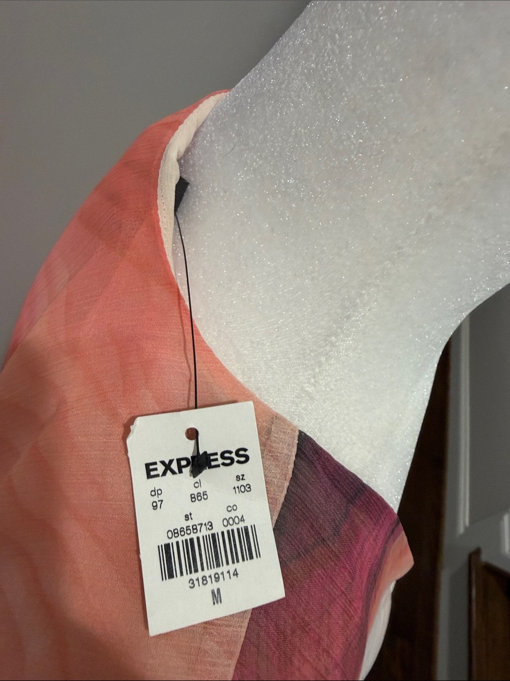 Express “Watercolor” Faux Wrap-Front Blouse - Picture 8 of 8